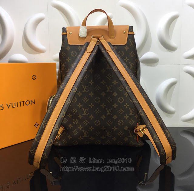 LV男包 M44658 路易威登Trio 雙肩包 Monogram 帆布包身搭配牛皮翻蓋 LV男後背包 LV老花雙肩背包  ydh3063